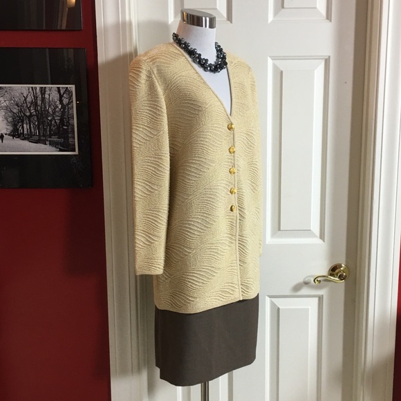 ESCADA Gold Cardigan Sweater! Exceptional Luxury! Size Small Metallic Long - Picture 2 of 8